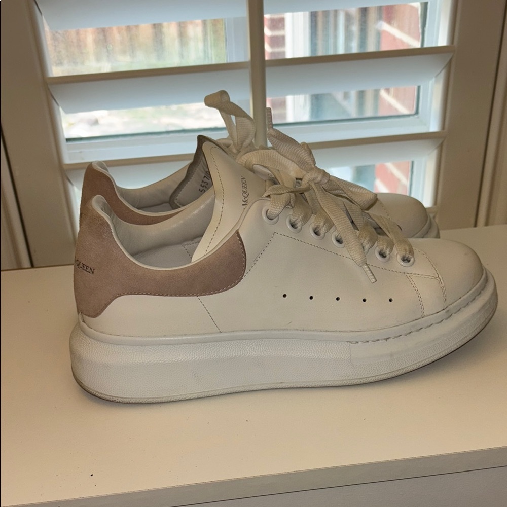 Alexander McQueen White and Blush Pink Sneakers